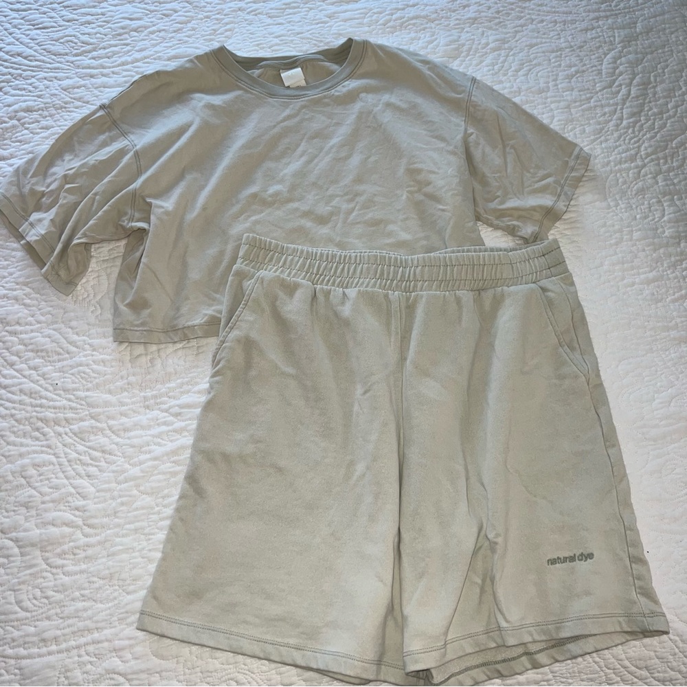 light green sweatshorts set